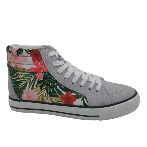 Canvas high top flat printed casual shoes